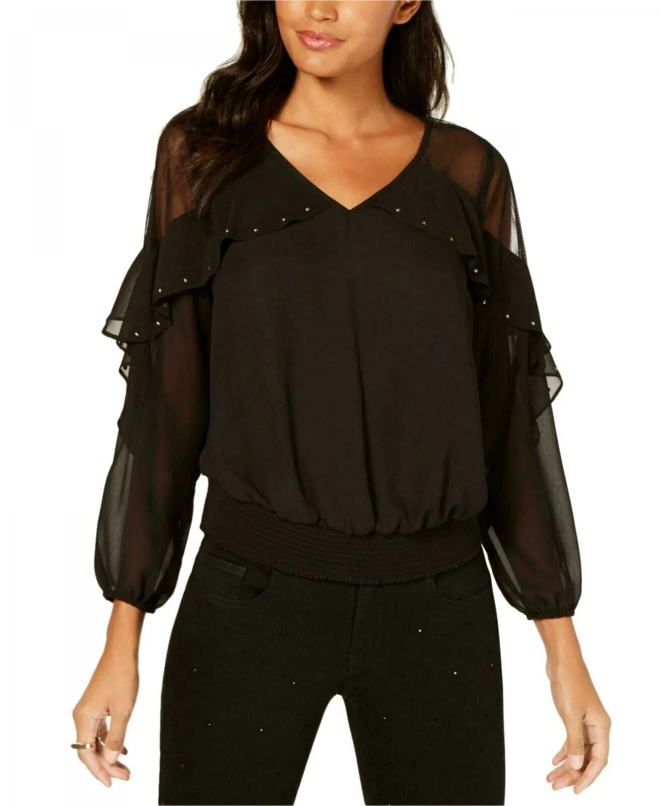 Thalia Sodi Women's Flounce Trim Studded Blouse Top. 100044205