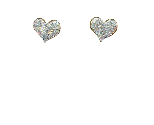 The Juliet Luxe Studded Stone Heart Stud - Silver