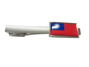 Thin Bordered Taiwan Flag Square Tie Clip