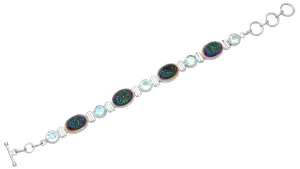 Titanium Druzy & Blue Topaz Bracelet in 925 Sterling Silver
