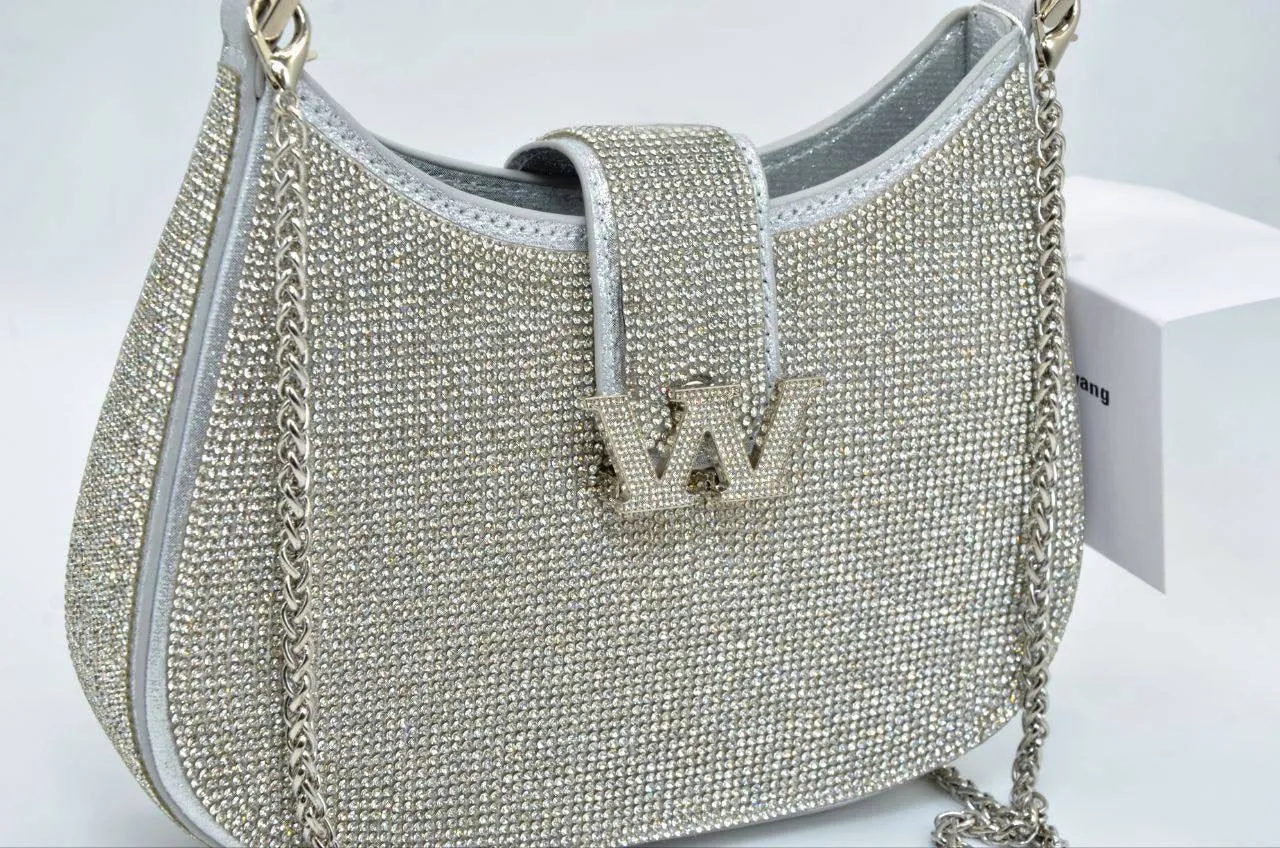 Title: Alexander Wang Silver Crystal-Embellished Shoulder Bag