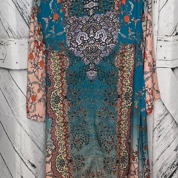 Tolani Collection Asymmetric Hem Button Front Printed Dress M