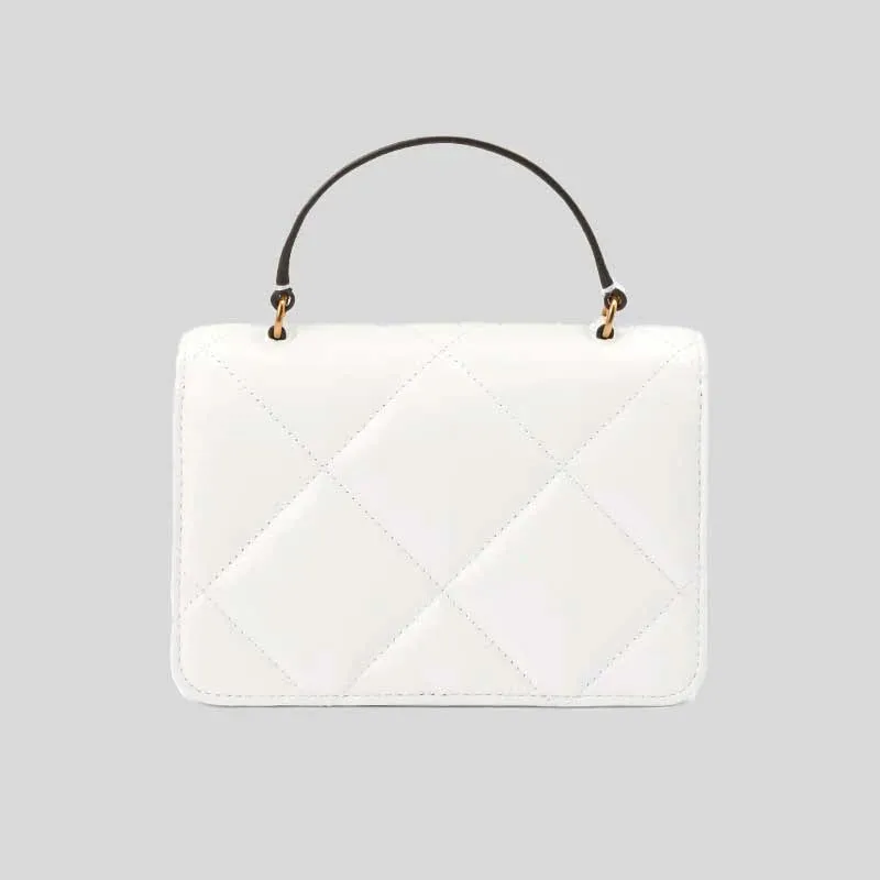 TORY BURCH Mini Kira Diamond Quilt Top-Handle Chain Wallet Blanc RS-158326