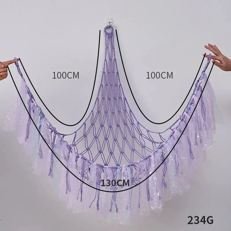 Toy Hammocks Wall Corner Hanging Storage Net Organizer Woven Kids Stuffed Mesh Hammock Baby Animal Rope Hammock Bag Cotton