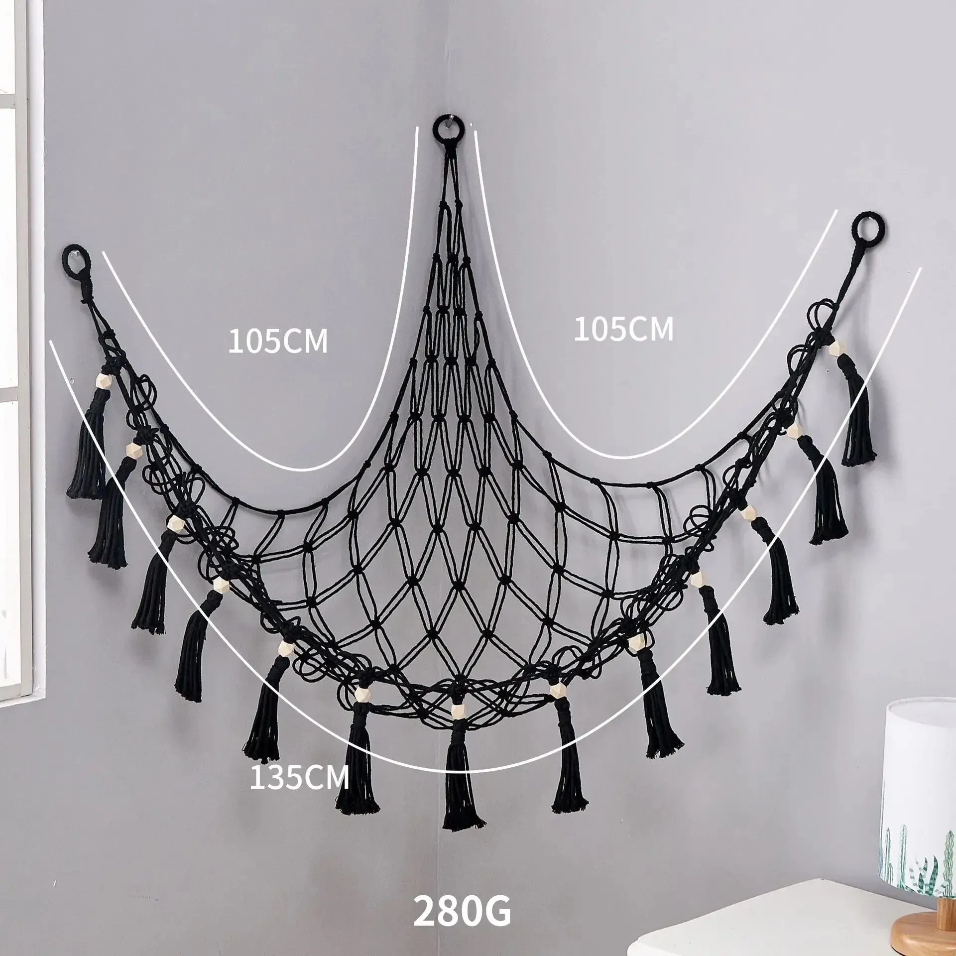 Toy Hammocks Wall Corner Hanging Storage Net Organizer Woven Kids Stuffed Mesh Hammock Baby Animal Rope Hammock Bag Cotton