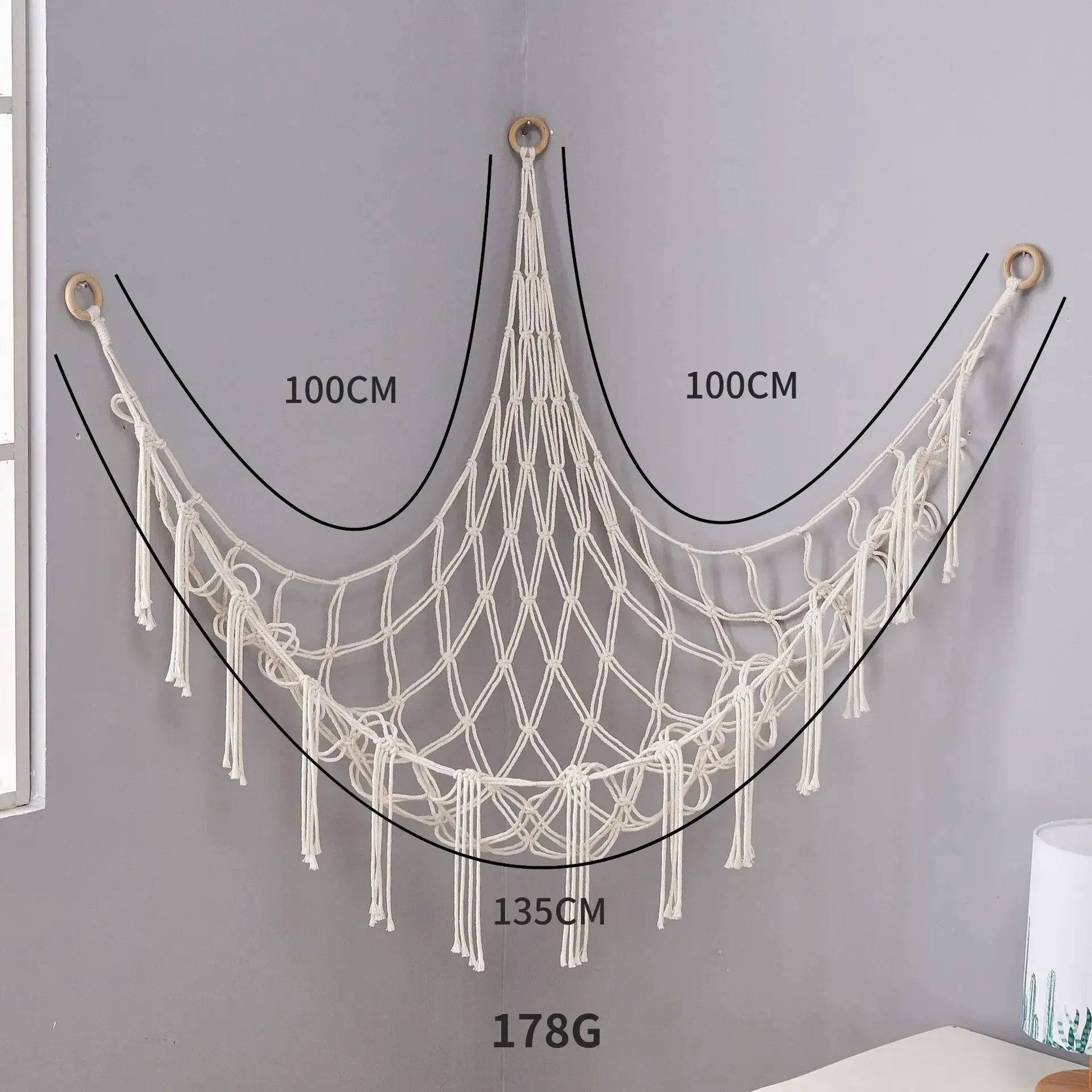 Toy Hammocks Wall Corner Hanging Storage Net Organizer Woven Kids Stuffed Mesh Hammock Baby Animal Rope Hammock Bag Cotton