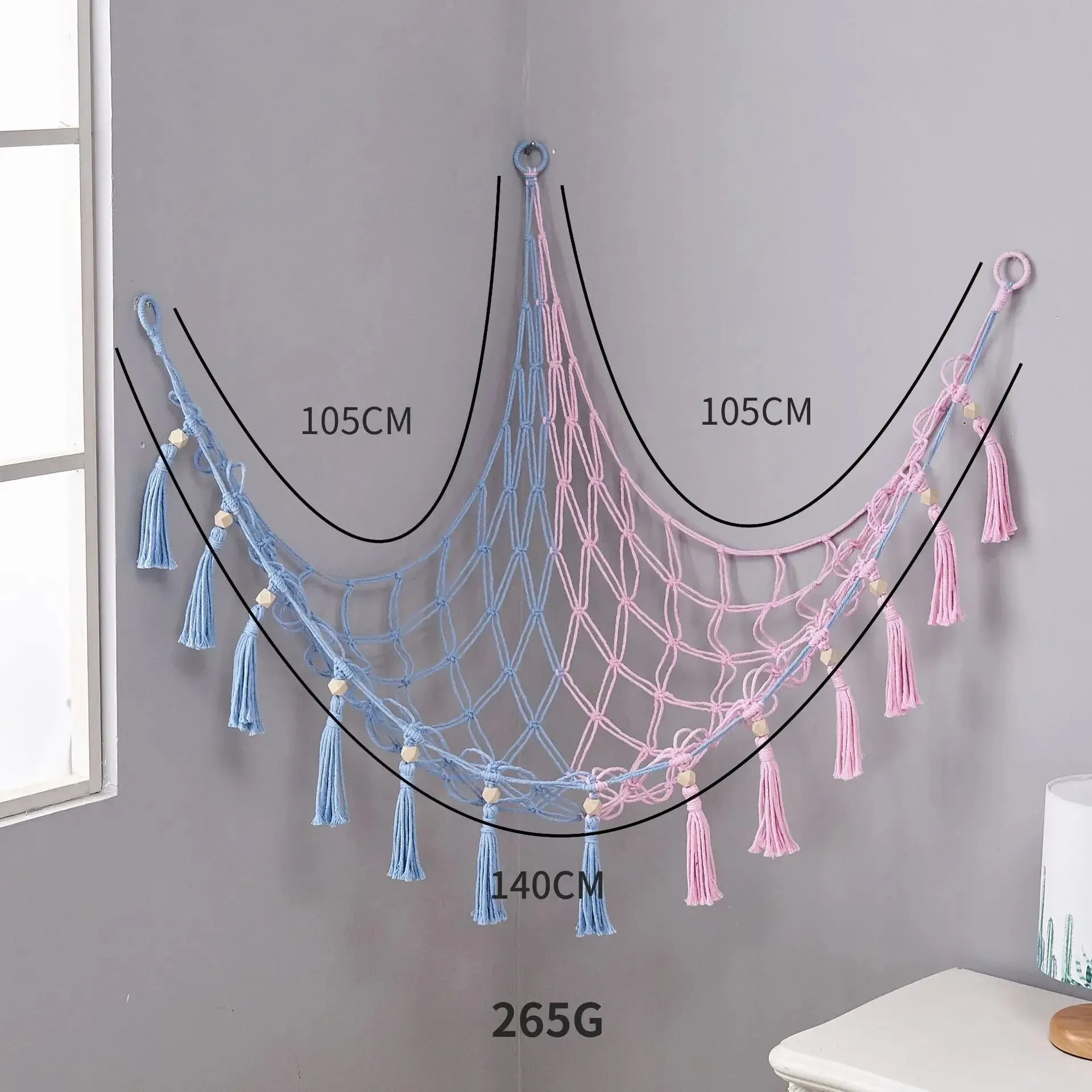 Toy Hammocks Wall Corner Hanging Storage Net Organizer Woven Kids Stuffed Mesh Hammock Baby Animal Rope Hammock Bag Cotton