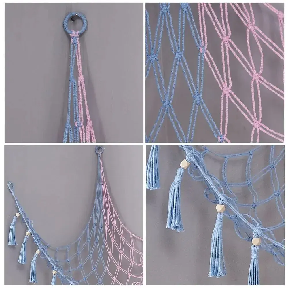Toy Hammocks Wall Corner Hanging Storage Net Organizer Woven Kids Stuffed Mesh Hammock Baby Animal Rope Hammock Bag Cotton