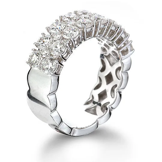 Triple Row Diamond Ring 2.45Ct