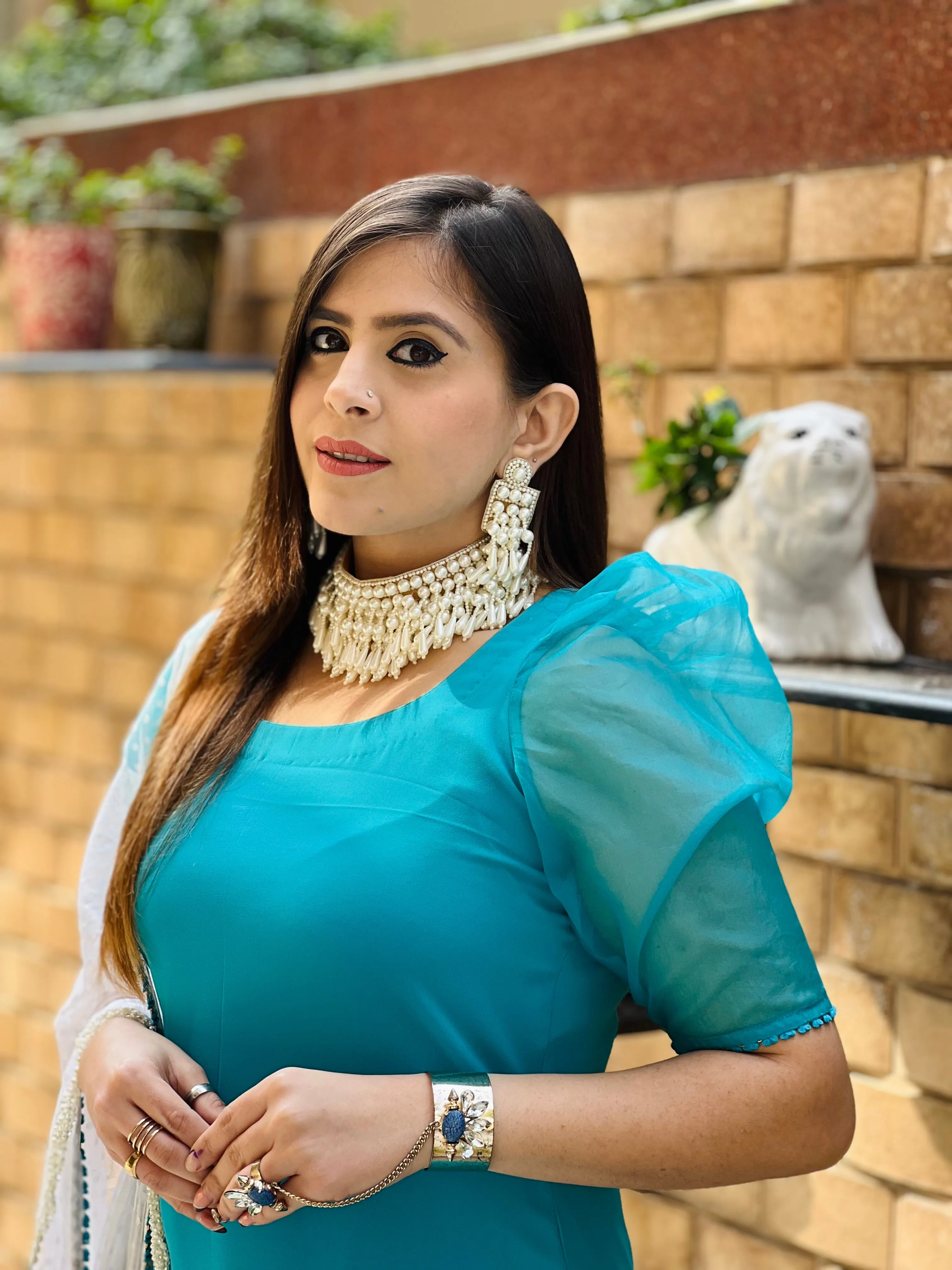 Turquoise Georgette Suit
