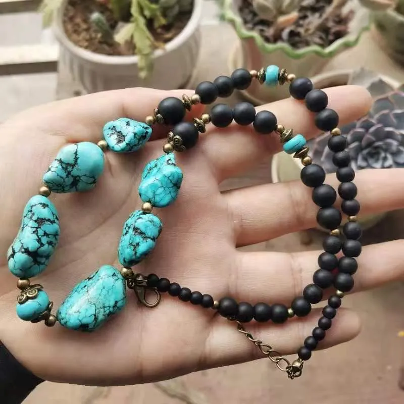 turquoise necklace for men / bohemian necklace / Turquoise gemstone necklace / jewelery for men / cool necklace for men