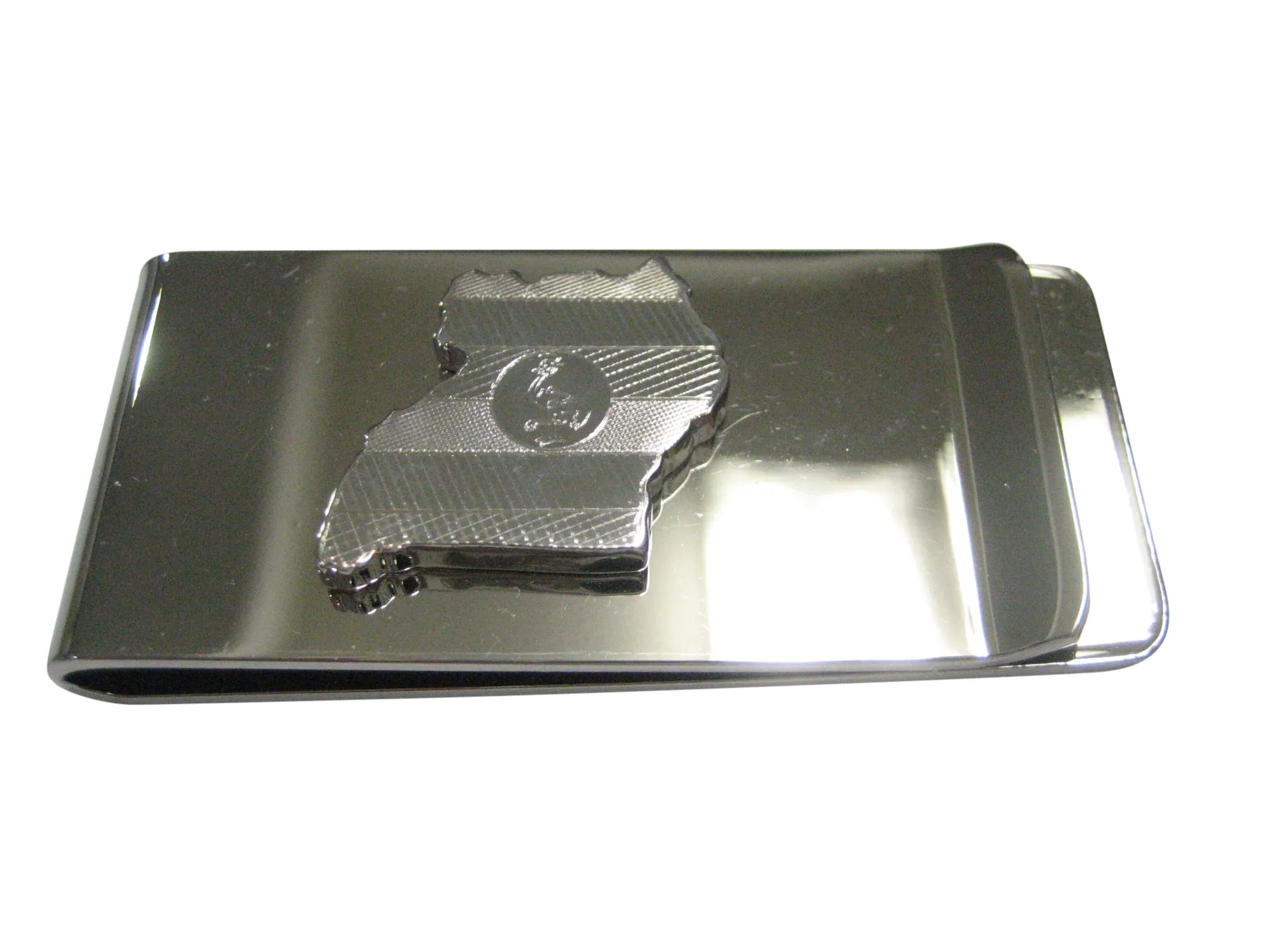 Uganda Map Shape and Flag Design Money Clip