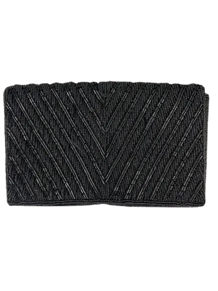 Vintage Black Beaded Crossbody Purse