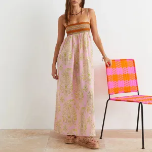 Vintage Boho Graffiti Cami Maxi Dress