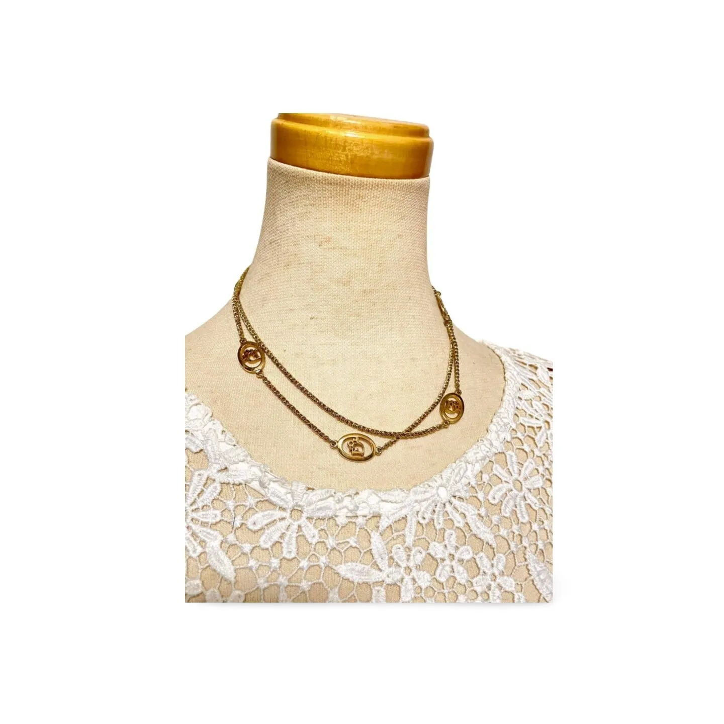 Vintage Christian Dior golden long chain necklace with CD charms. Perfect Dior vintage jewelry gift. 060123ac9