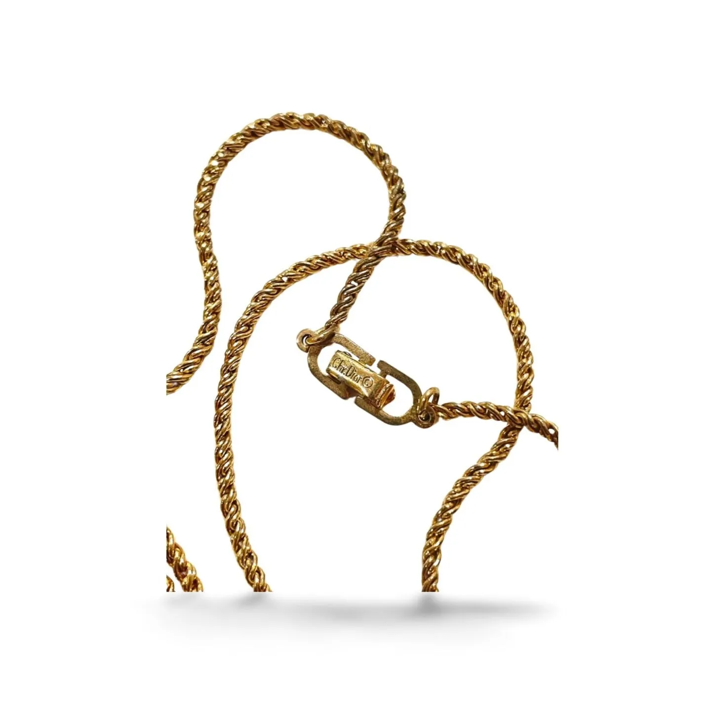 Vintage Christian Dior golden long chain necklace with CD charms. Perfect Dior vintage jewelry gift. 060123ac9