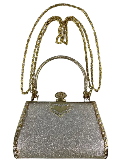 Vintage Silver & Gold Glitter Tiny Evening Bag