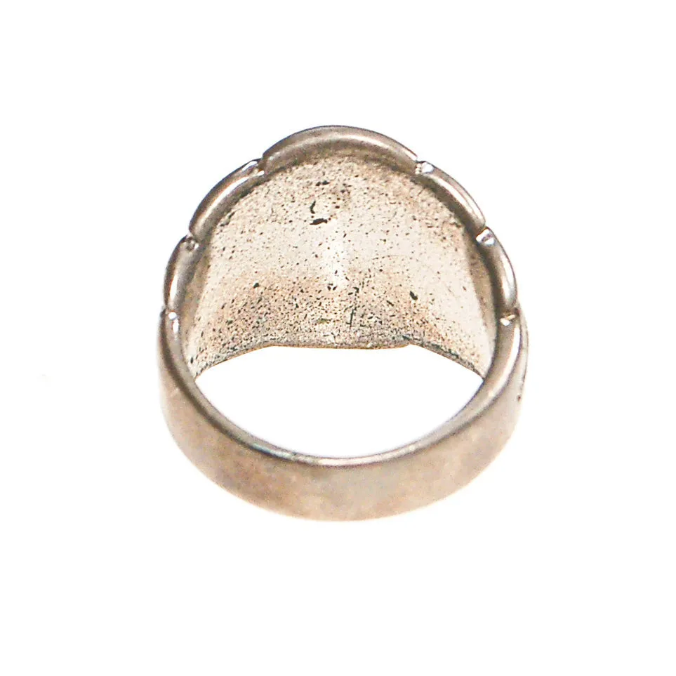 Vintage Turquoise Inlay Ring, Southwestern, Boho, Silver, Wide Band, Statement Ring, Ring Size 9,