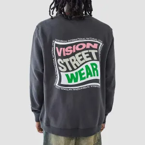 Vision Twist Box Logo Crew Sweatshirt Washed Black