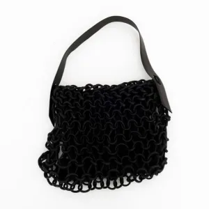 Waxed Cotton Rope Shoulder Bag with Leather Handle - ALIA