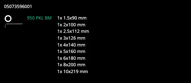 Wera 950/9 Hex-Plus 6 L-Key Set Metric - Blacklaser