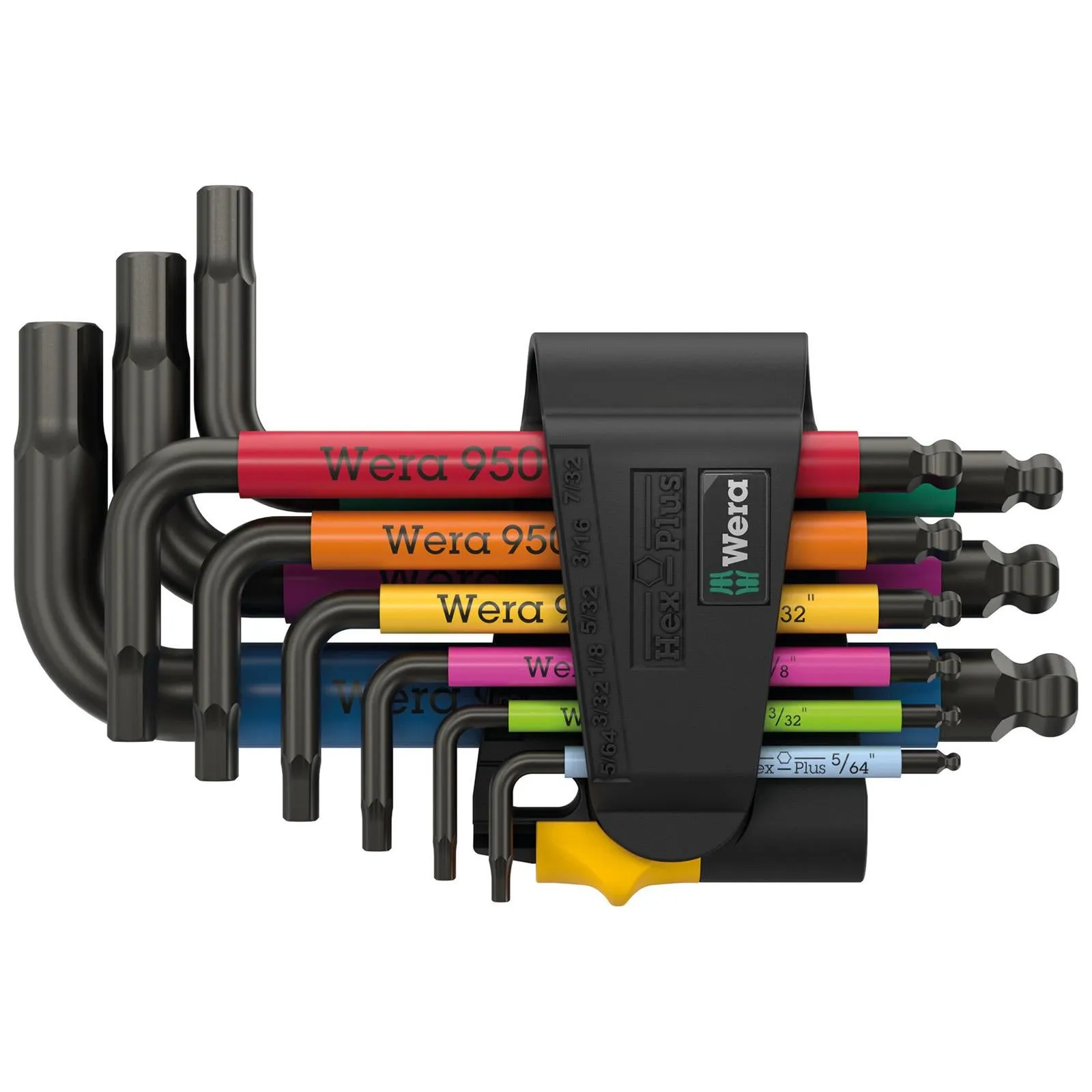 Wera Hex Key Set Stubby 950/9 Hex Plus Multicolour Imperial 3 L-Key Set BlackLaser 9 Pieces 5/64"-3/8