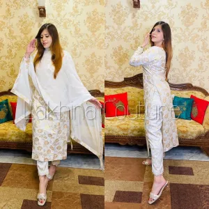 White Banarasi Suit