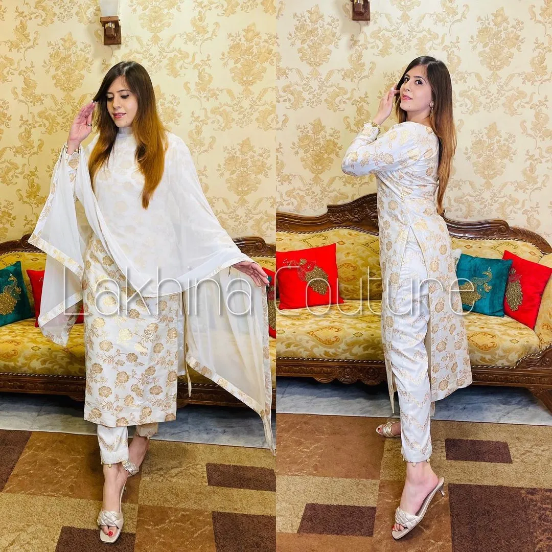 White Banarasi Suit