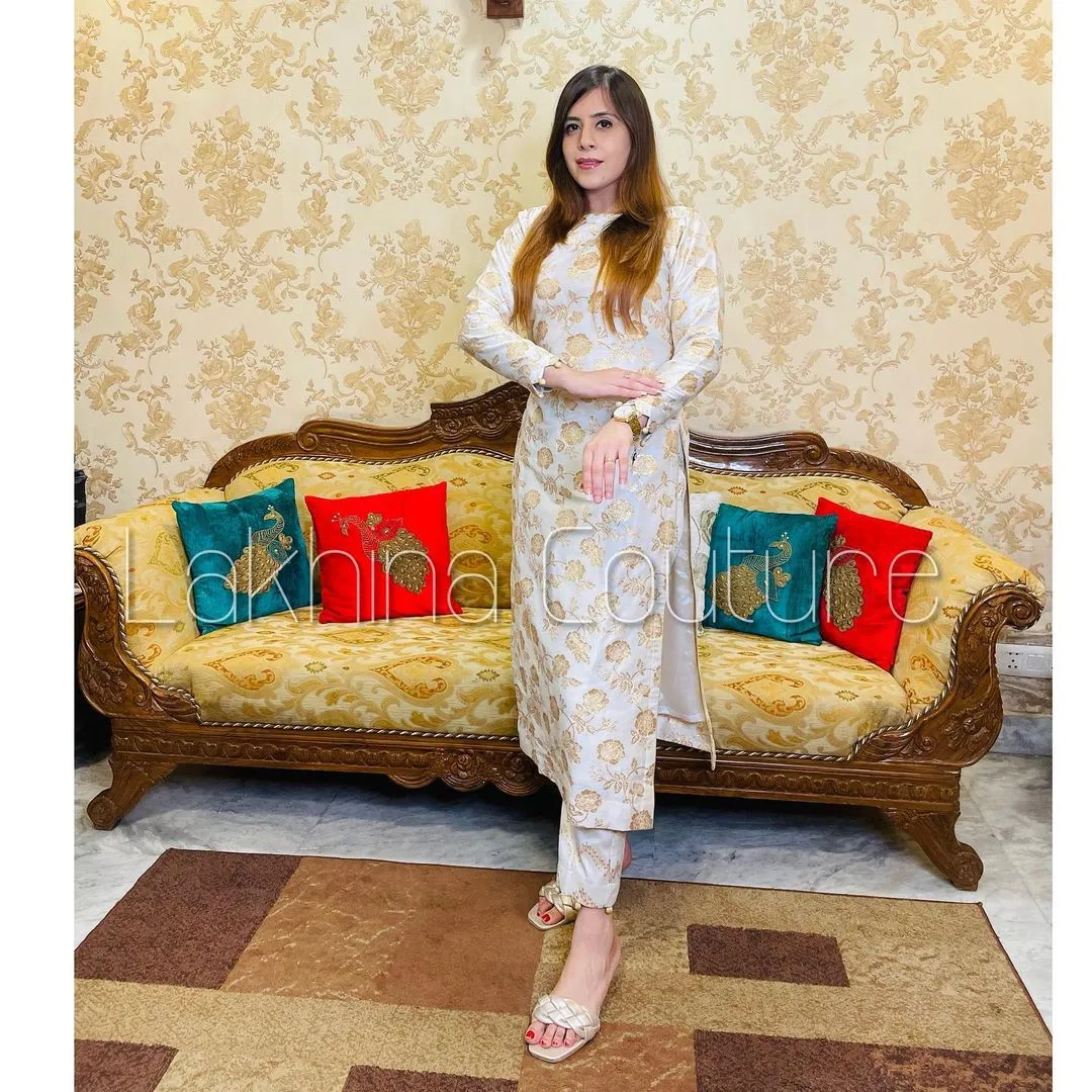 White Banarasi Suit
