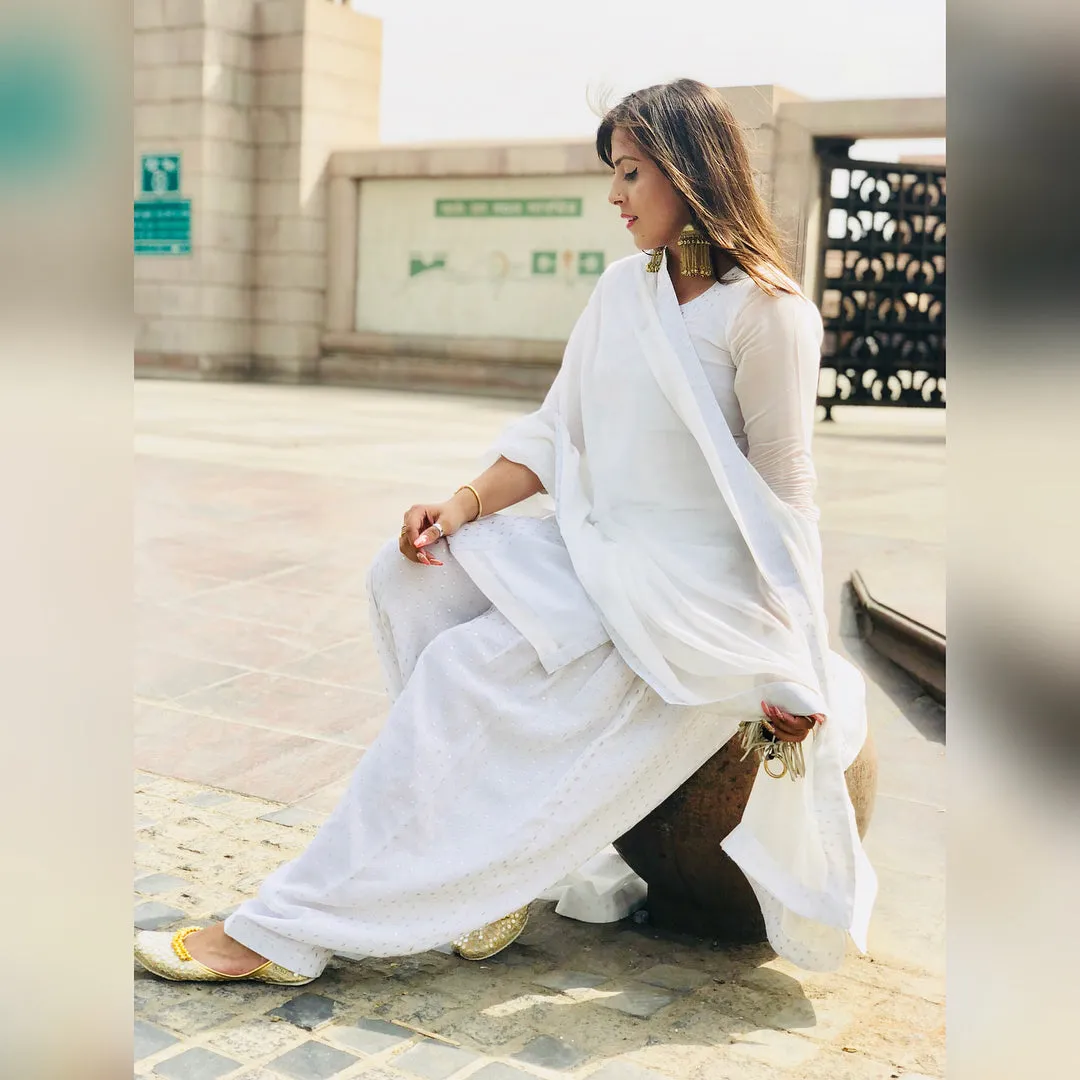White Georgette Suit