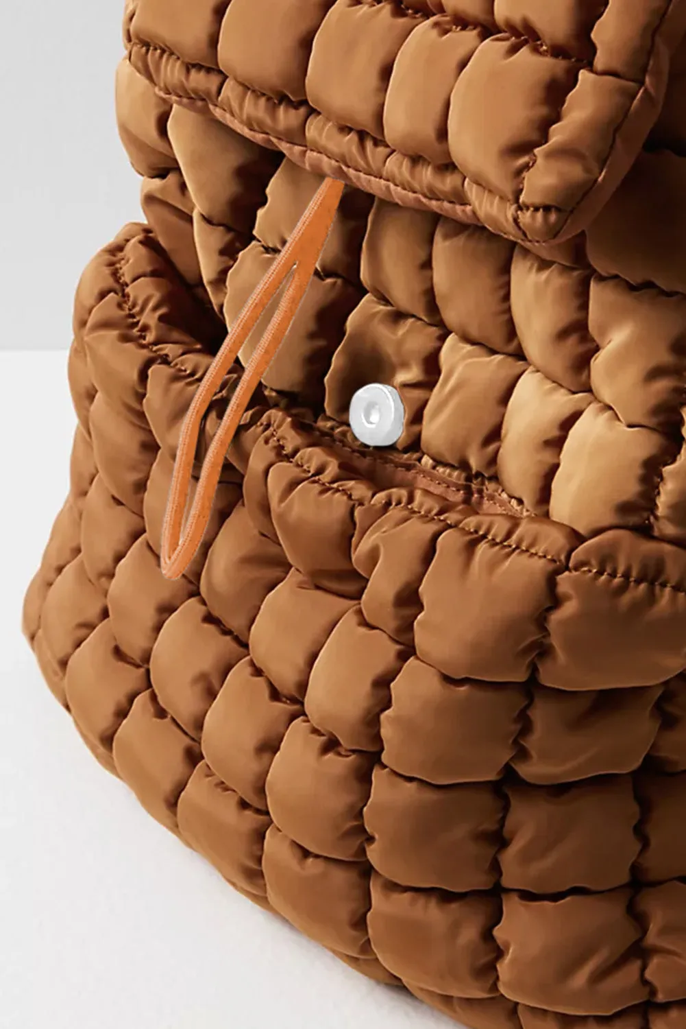 White Solid Flapped Quilted Puffer Backpack