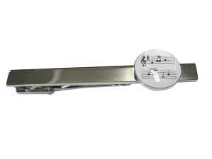 White Toned Circular Music Sheet Tie Clip