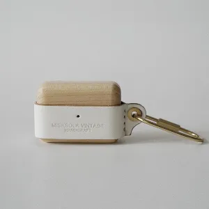 White Wood Leather AirPods Pro Case with Clip Strap Leather 1,2 AirPods Case Airpod Case Cover