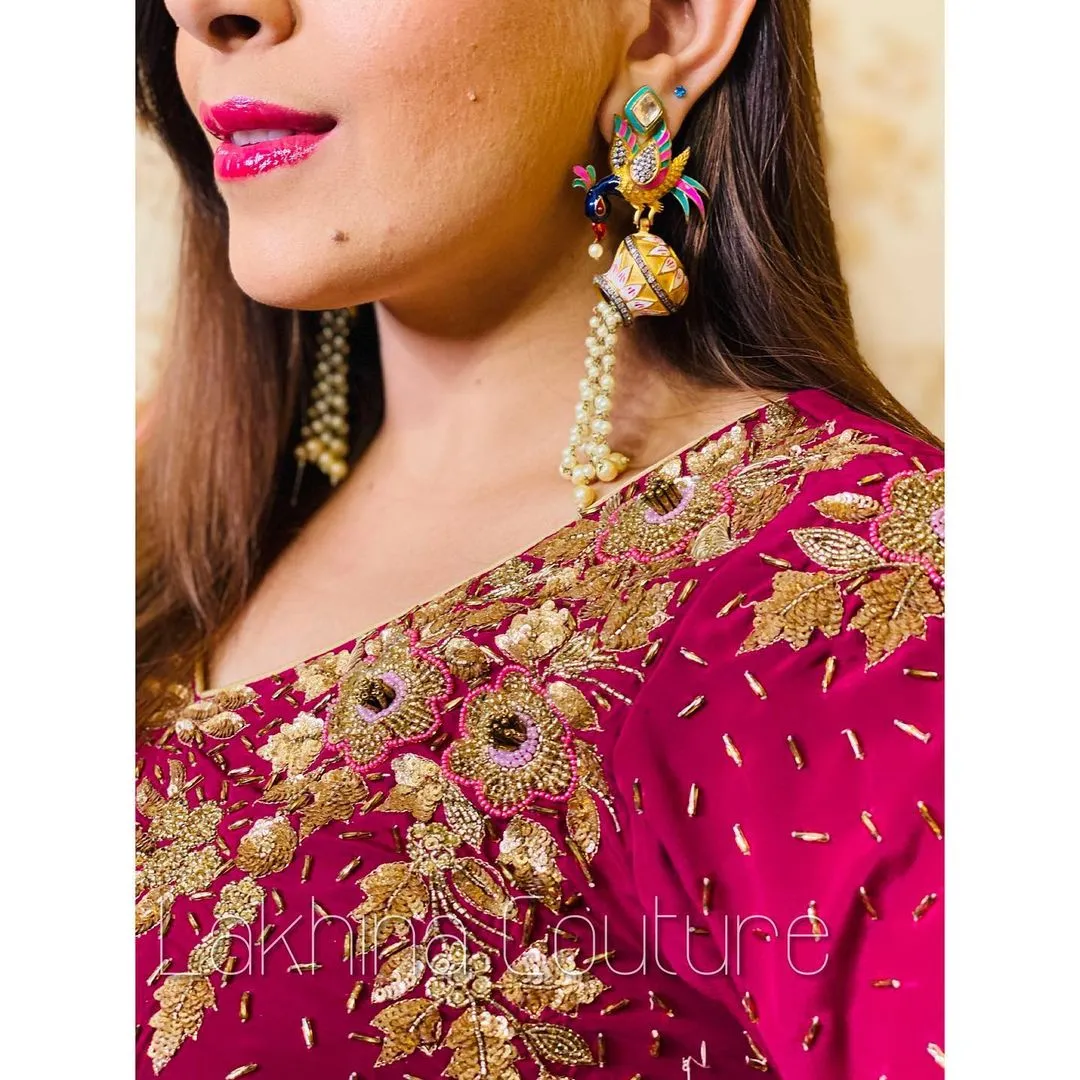 Wine Glossy Suit