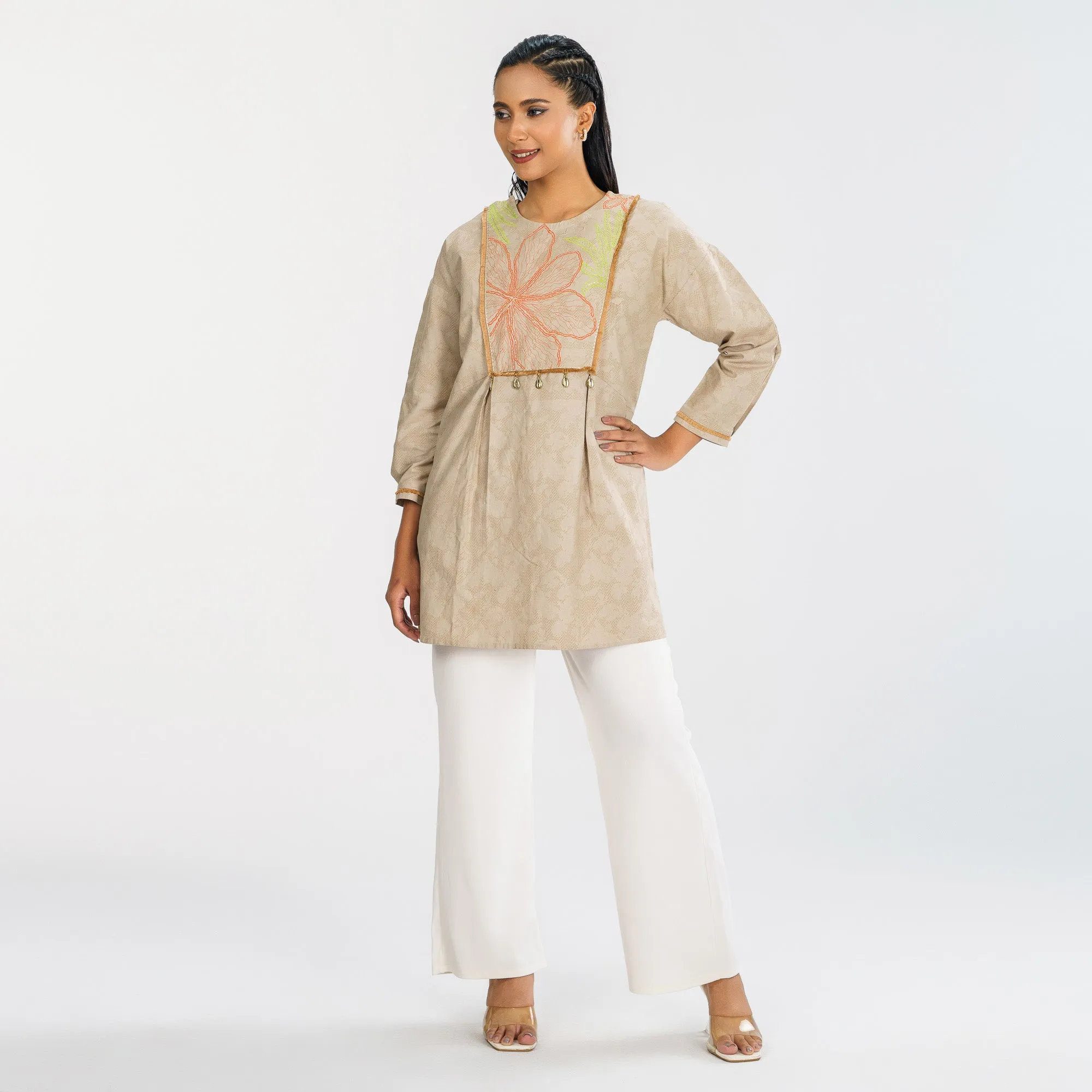 Women Beige Ethnic Top