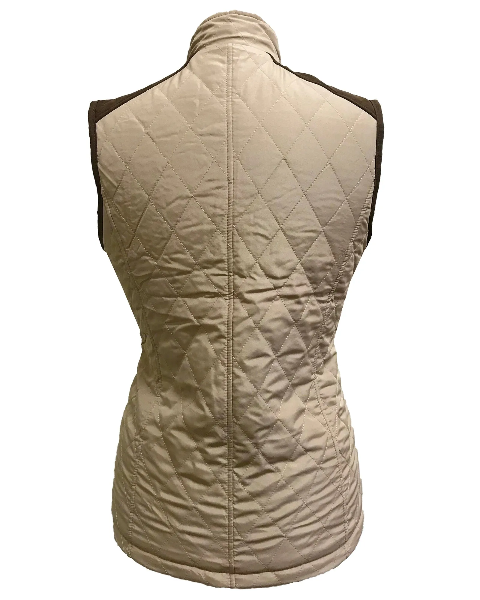 Women Quilted Fur-lined Zipped Bodywarmer - Beige