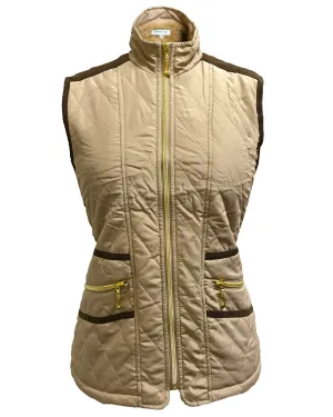 Women Quilted Fur-lined Zipped Bodywarmer - Beige