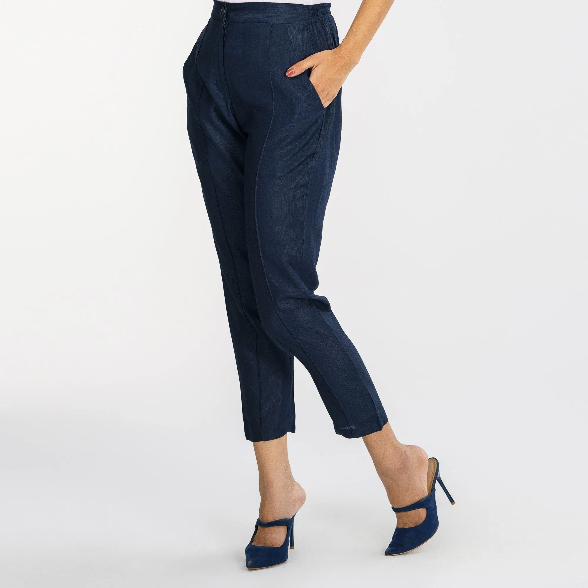 Womens Ethnic Navy Pant