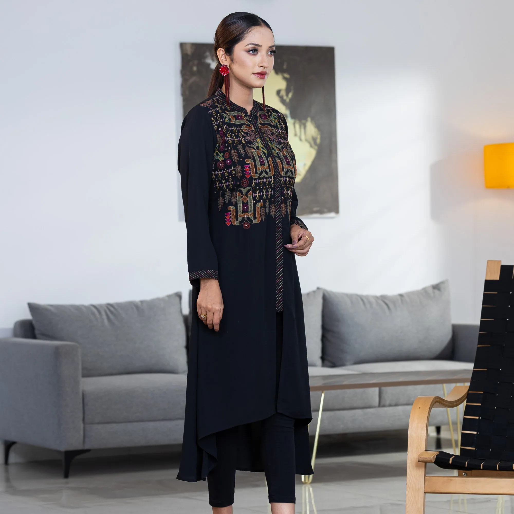 Womens Ethnic Premium Kurti-Black