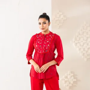 Womens Ethnic Tunic-Red