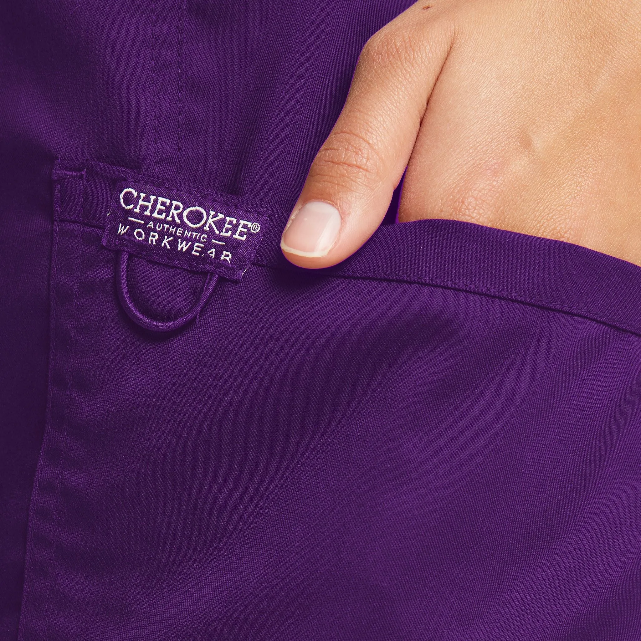 Women's Mock Wrap Solid Scrub Top | Eggplant