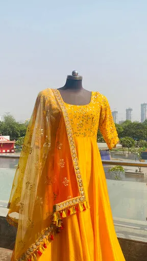 Yellow Embroidered Anarkali