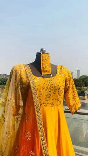 Yellow Embroidered Anarkali