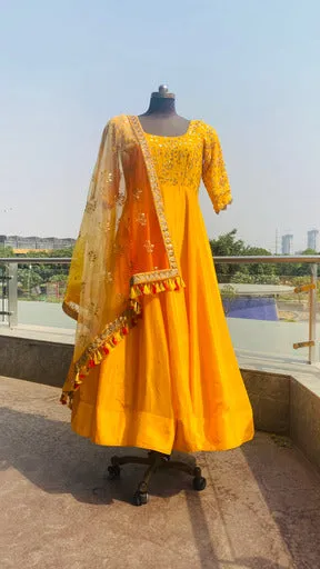Yellow Embroidered Anarkali