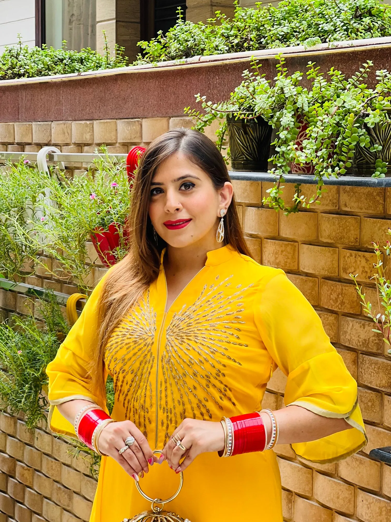 Yellow Embroidered Drape Suit