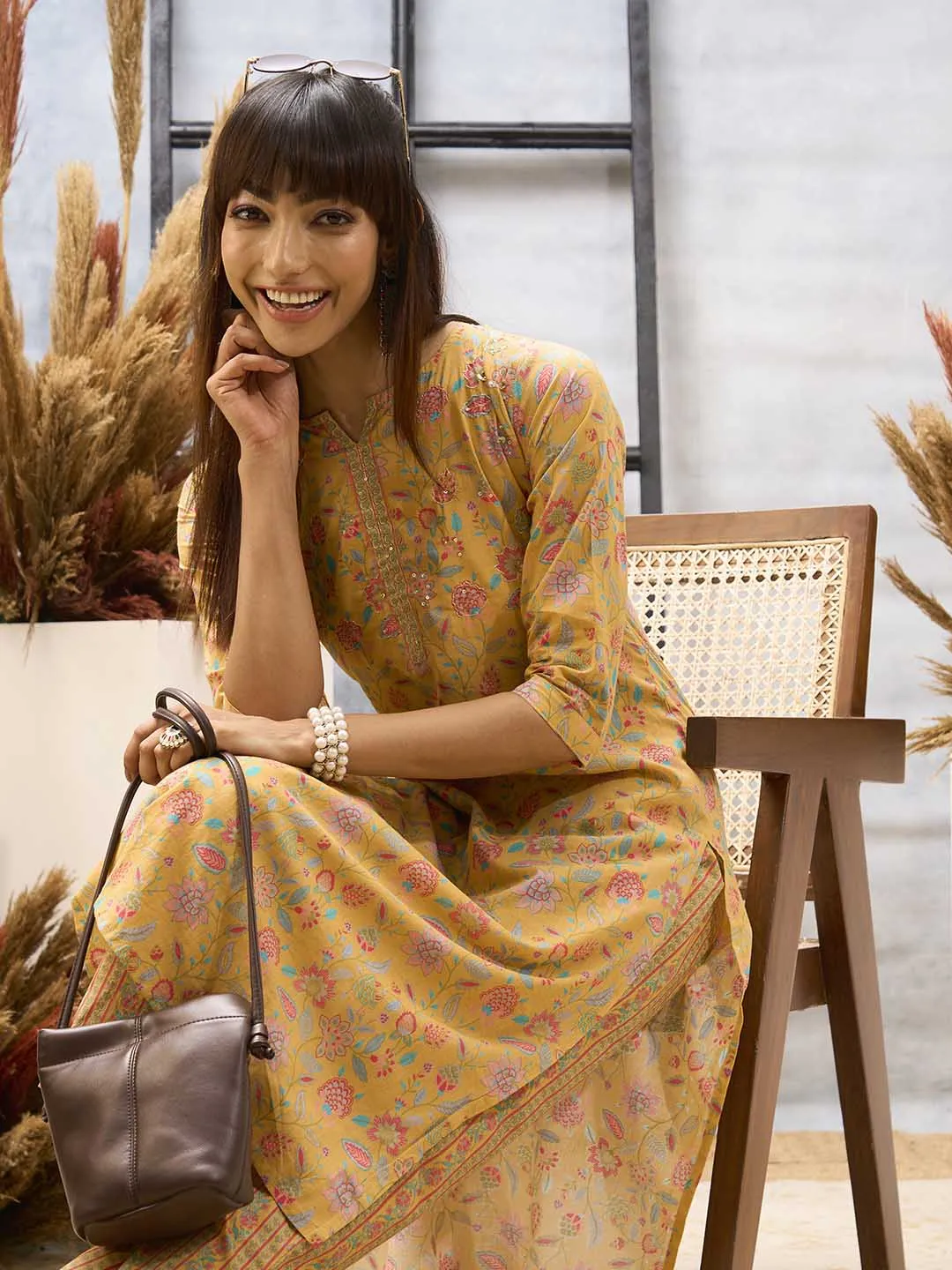 Yellow Kurta Set - Women Cotton Comfort Kurta Set - Zola