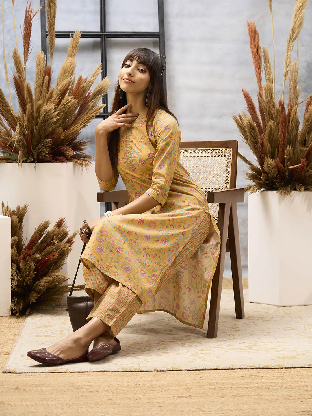 Yellow Kurta Set - Women Cotton Comfort Kurta Set - Zola