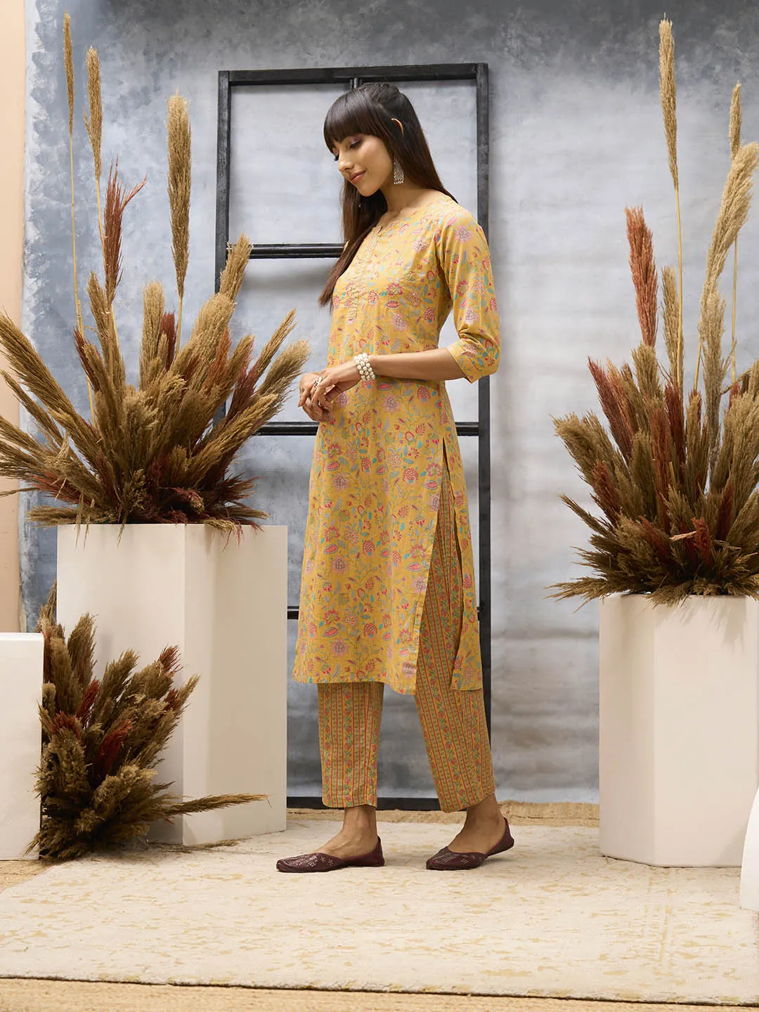 Yellow Kurta Set - Women Cotton Comfort Kurta Set - Zola